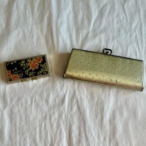 Vintage Gold Tone Purse Accessories: Eyeglass Case, Pill Med Holder-Bundle of 2